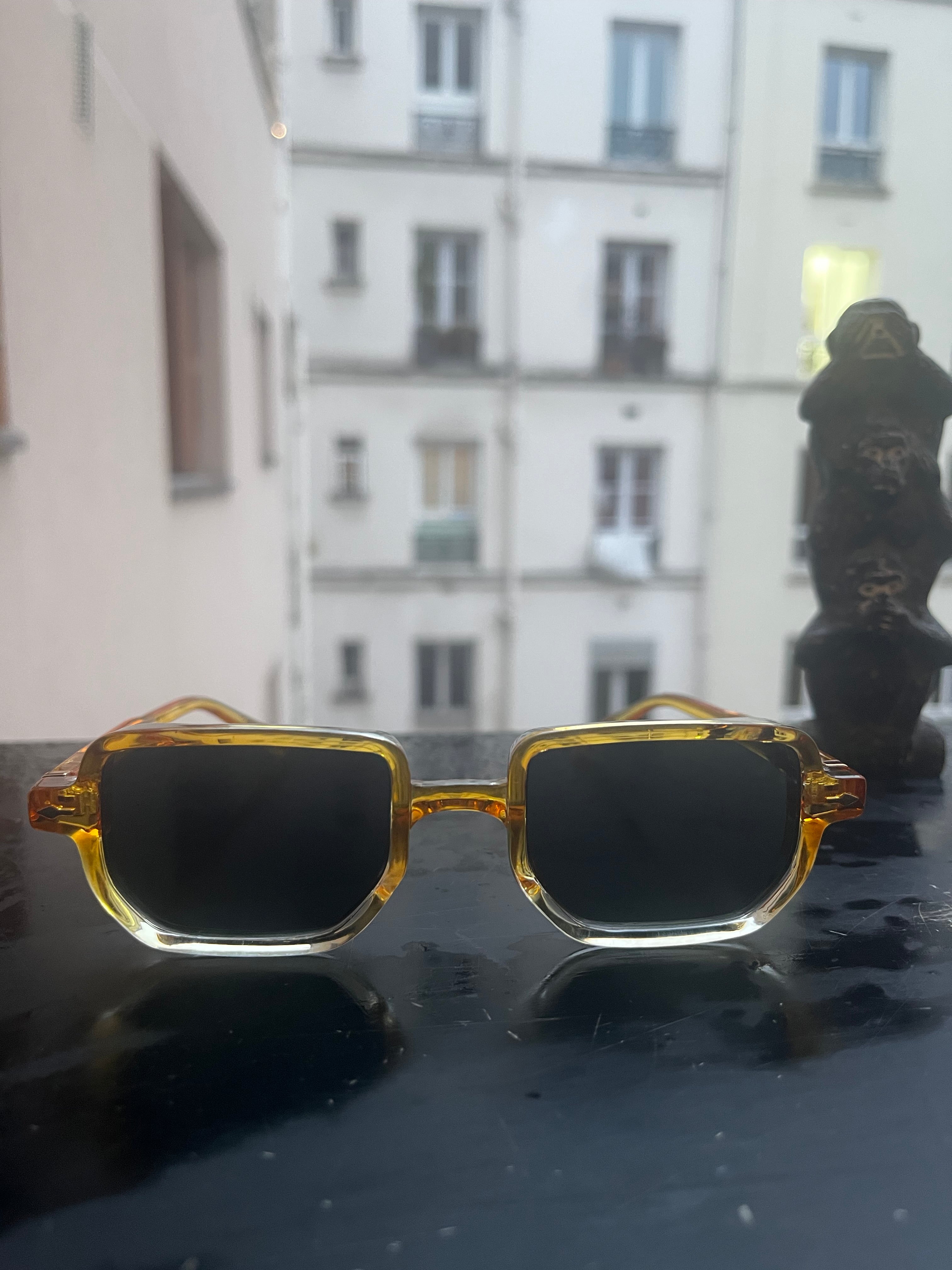 Lunettes Rectangulaires Transparentes – Orange / Jaune