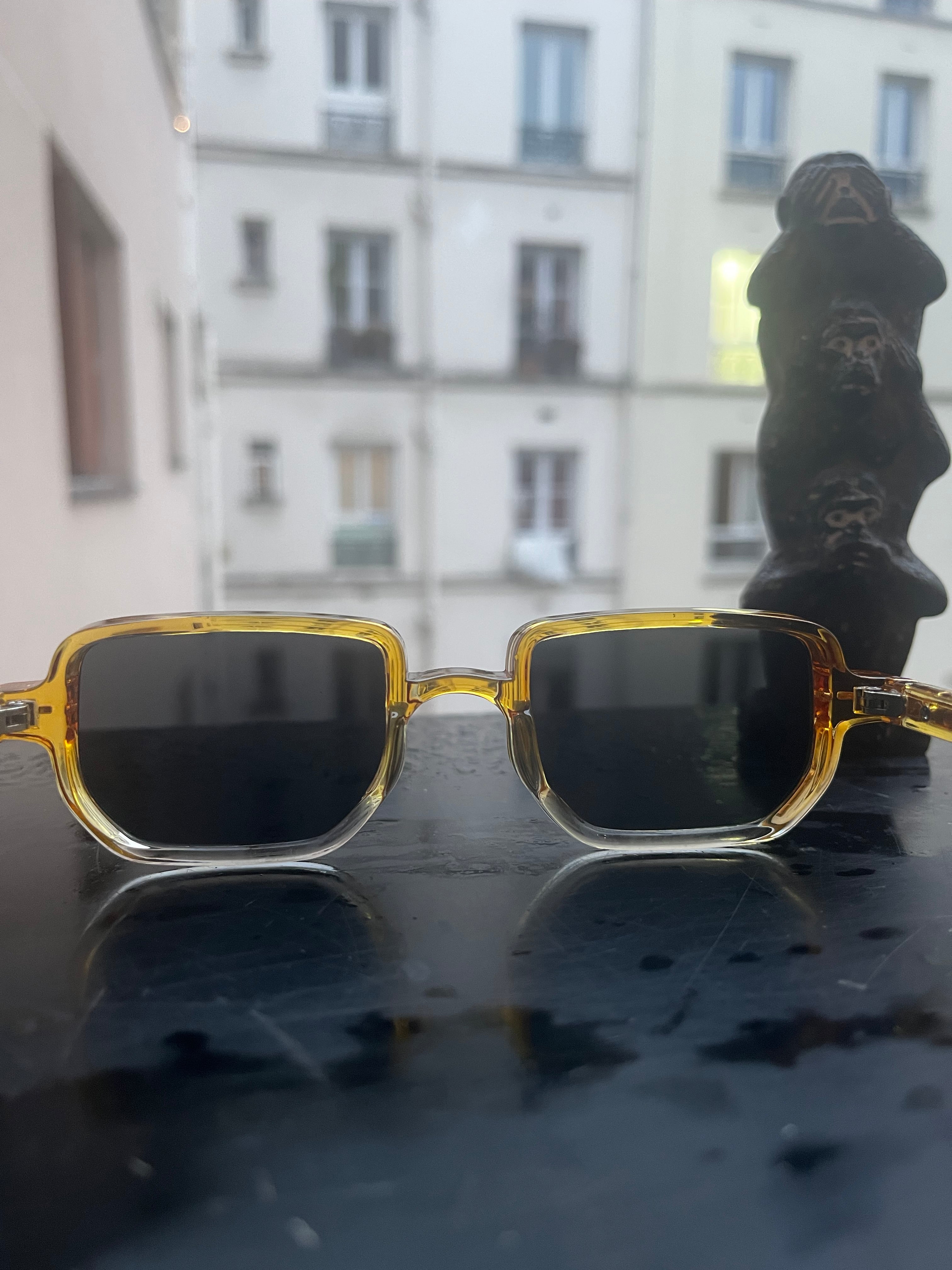 Lunettes Rectangulaires Transparentes – Orange / Jaune