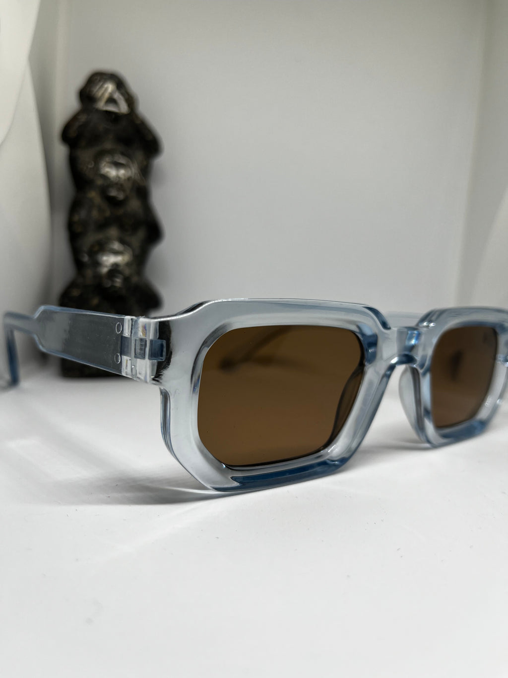 Lunettes Soleil Rétro Carrées transparente Verres marron| Style Vintage