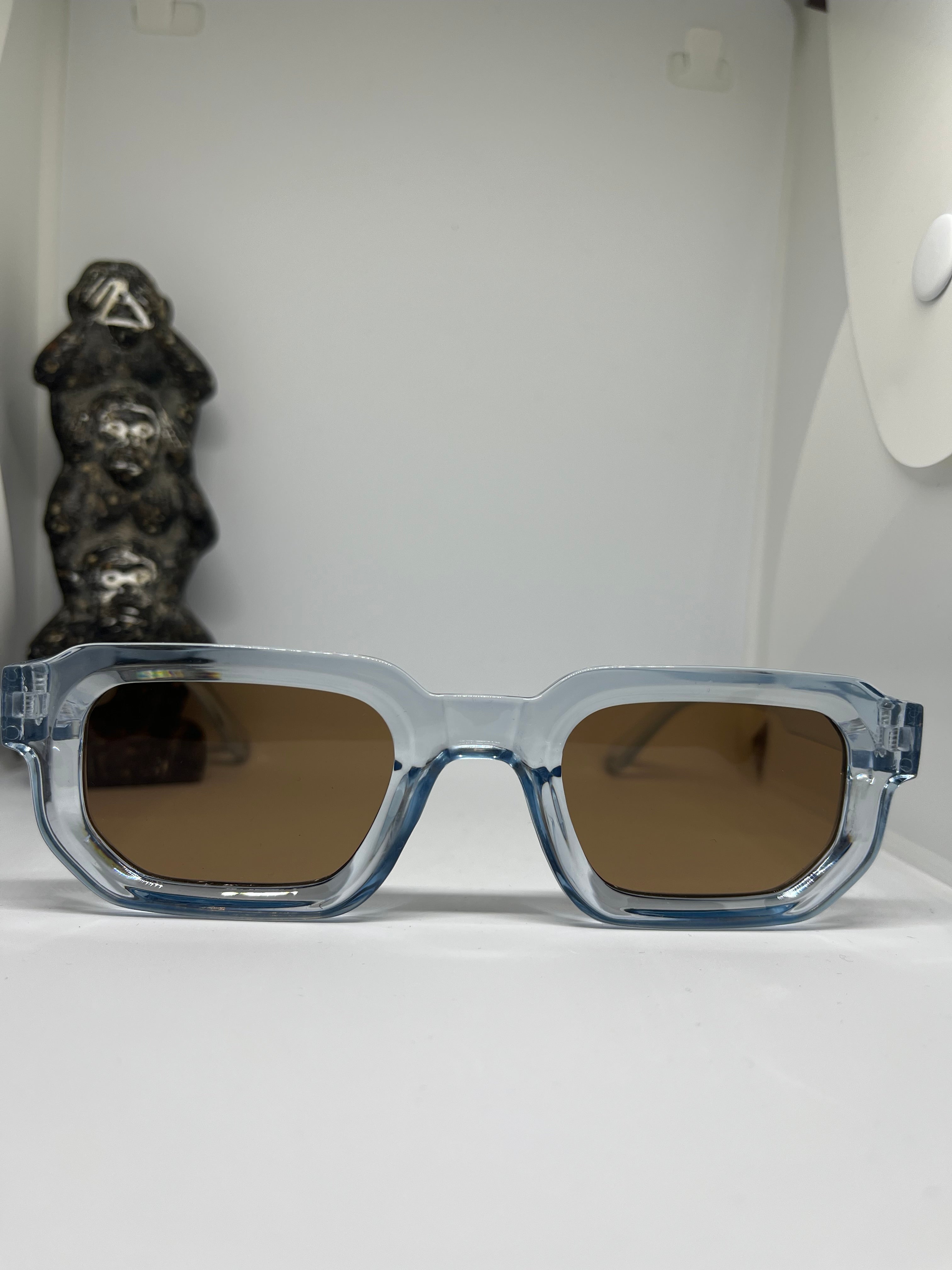 Lunettes Soleil Rétro Carrées transparente Verres marron| Style Vintage